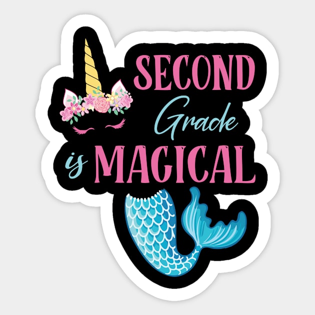 Flowers Unicorn Mermaid Second Grade Magical Student Teacher Sticker by joandraelliot